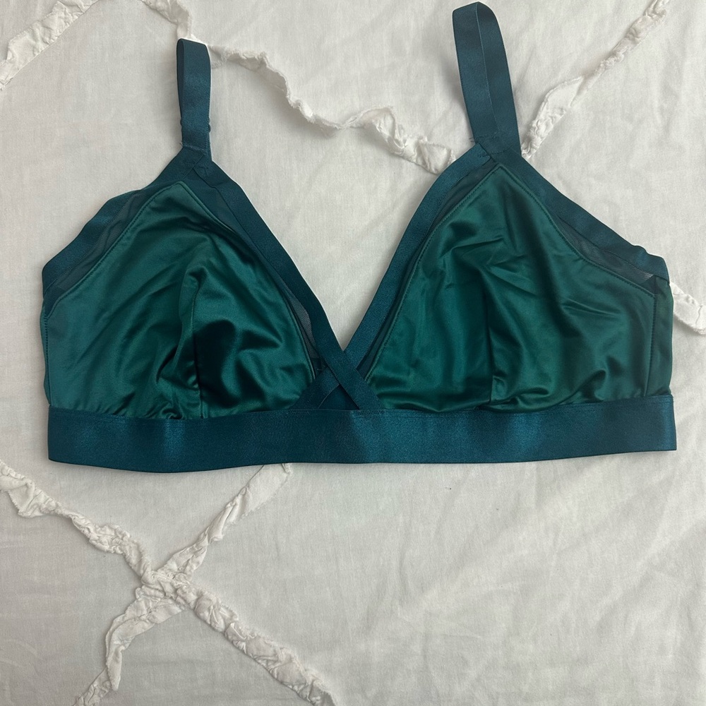 Elegant Teal Satin Bralette
